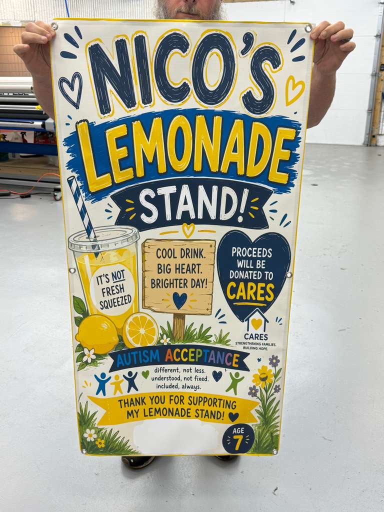 Nico's Lemonade Stand charity banner
