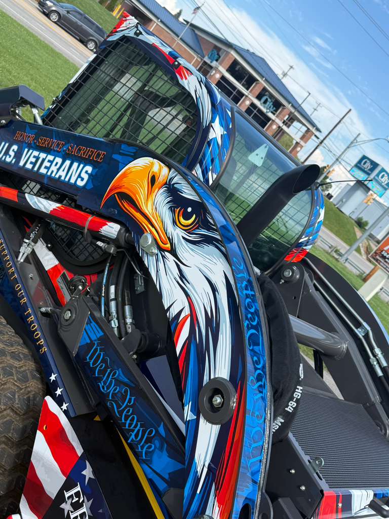 Patriotic eagle wrap on a compact track loader